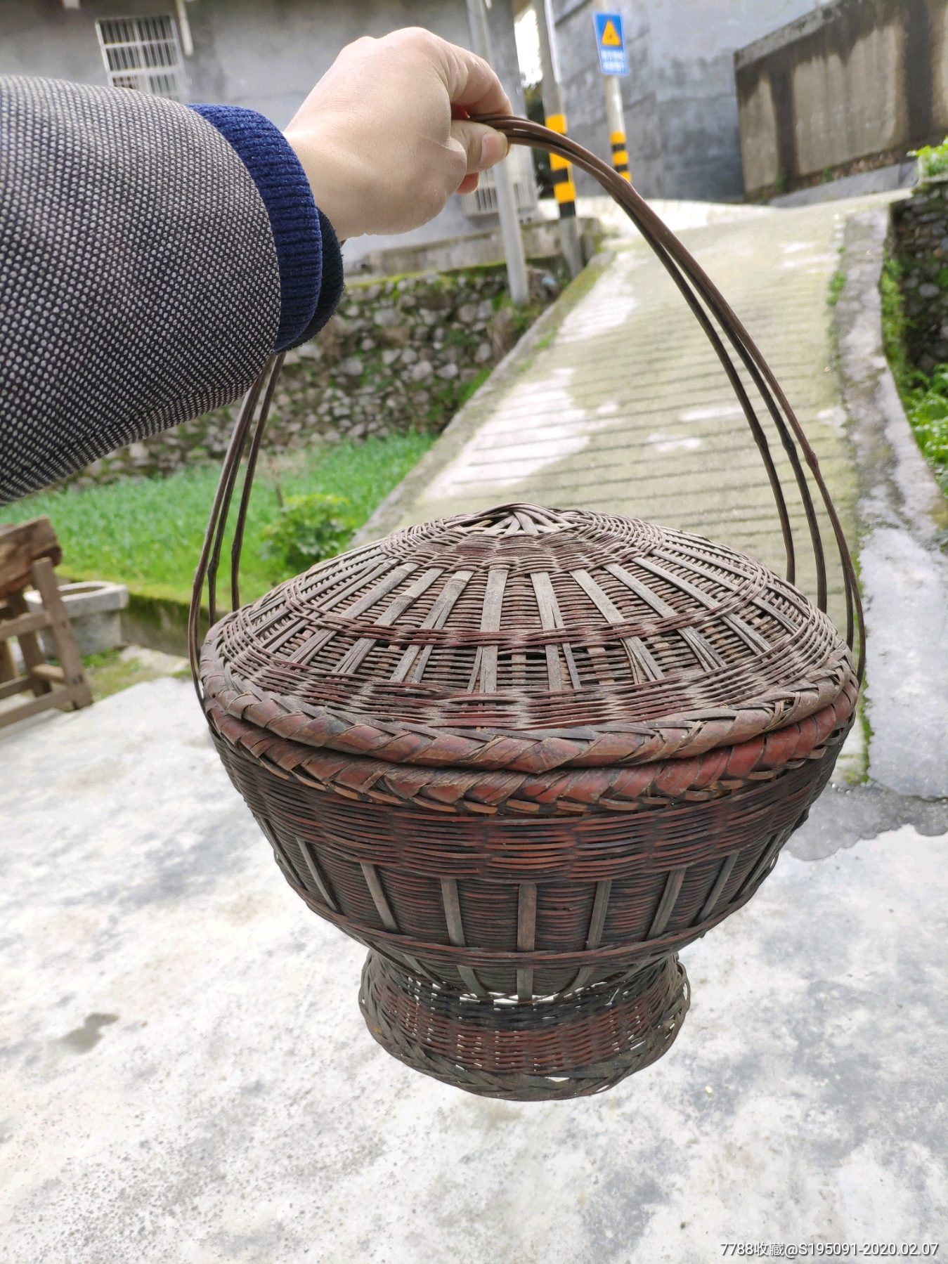 民国老竹编饭篓老竹篮