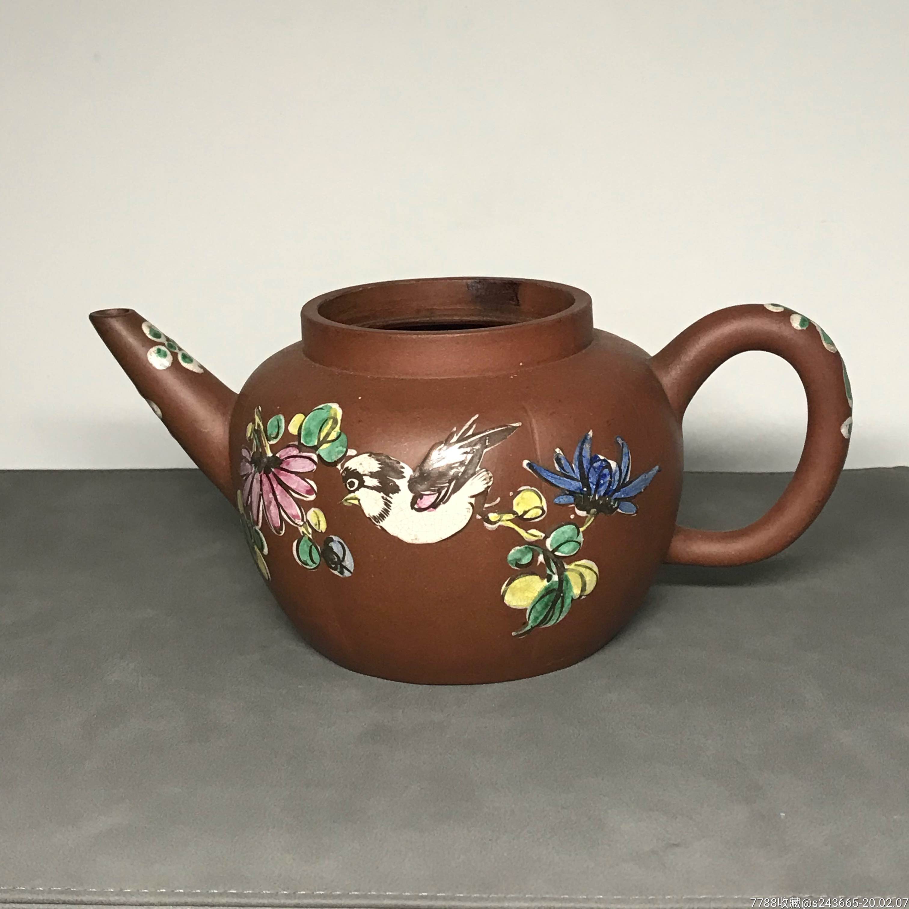 葛明祥制加彩紫砂