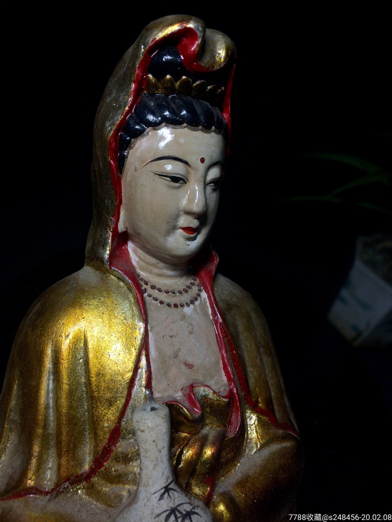 老泥塑神像造像佛像古玩清代文房摆设雕件摆件观音像尺寸如图