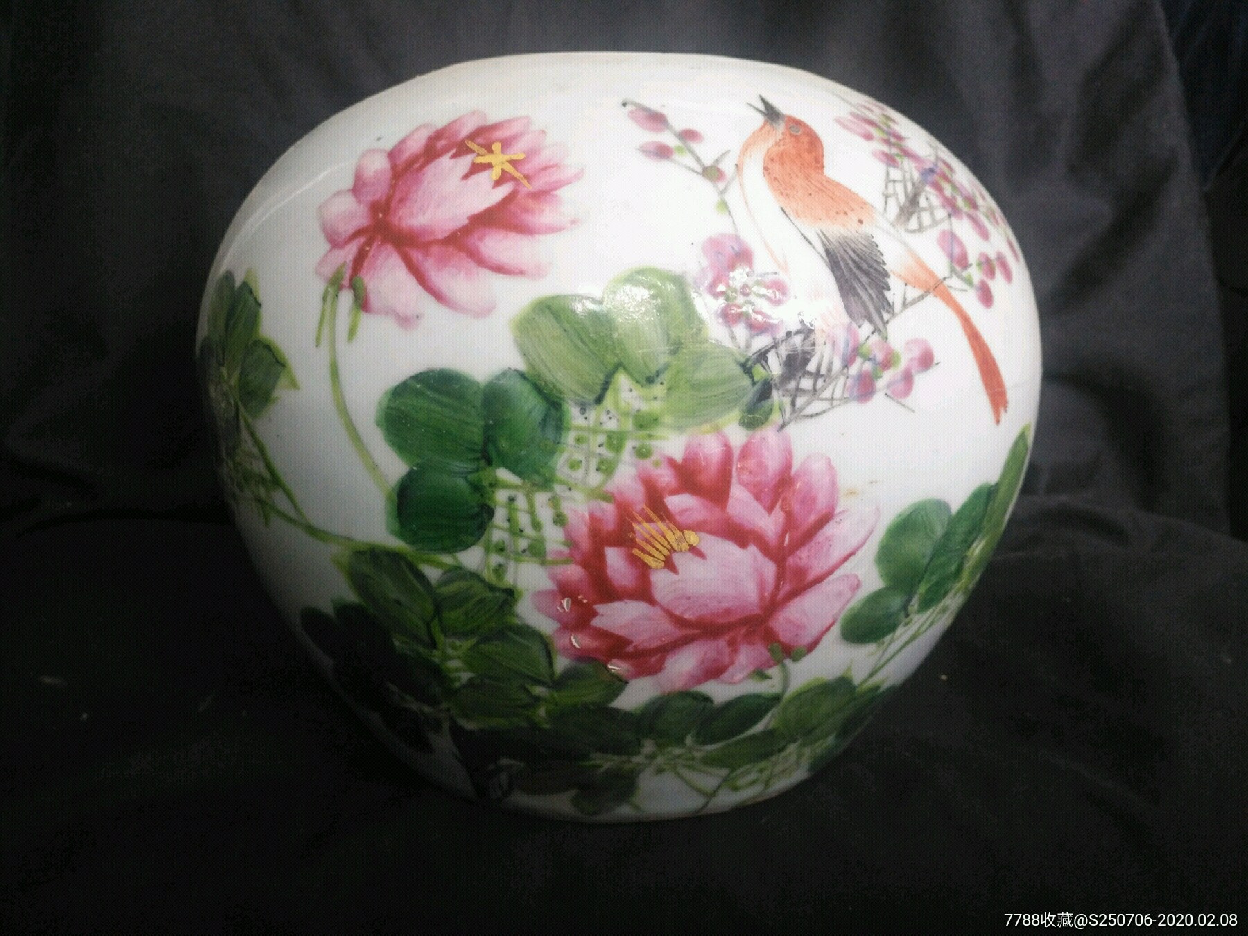 民国粉彩花鸟罐