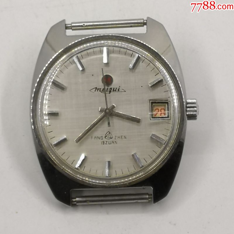 老库存玫瑰牌机械手表青岛产稀有品牌19钻布纹