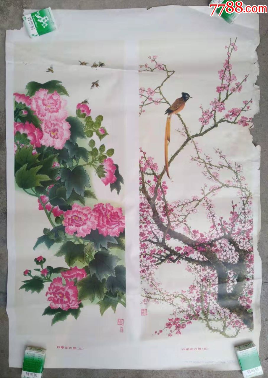 23xsg四季花卉屏-价格:30元-se70998646-年画/宣传画-零售-7788收藏