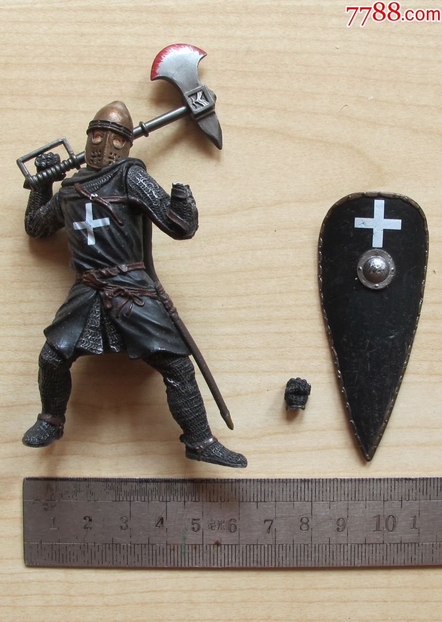 中世纪古代兵人十字军银色黎明盾牌防御手人偶1个
