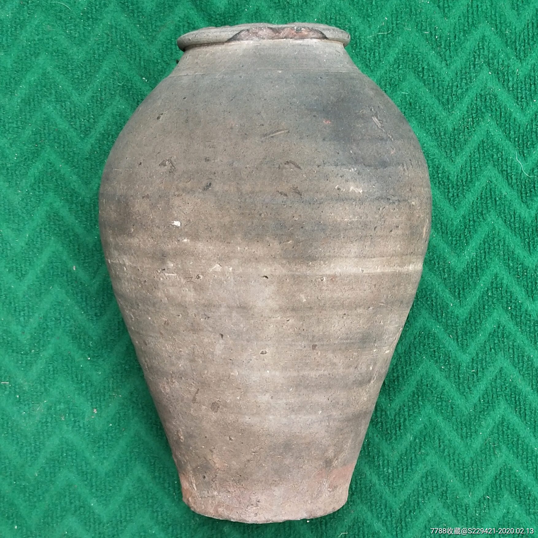 清代黑陶梅瓶酒坛子