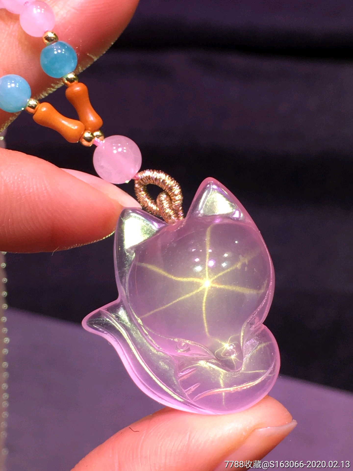 爆款特惠莫桑比克粉晶小狐狸项链粉嘟嘟～美美哒～-水晶-7788收藏