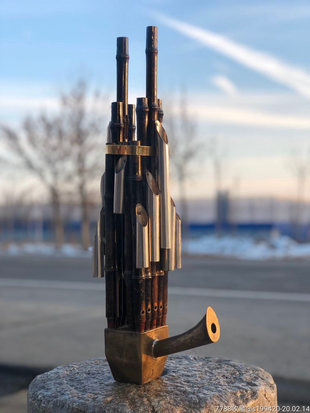 老紫竹笙方铜斗包浆厚重完好无损