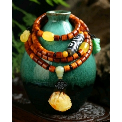 【海黄天珠蜜蜡】天然海南黄花梨8*8mm108颗桶珠佛珠手串(se71089035)_7788收藏__收藏热线