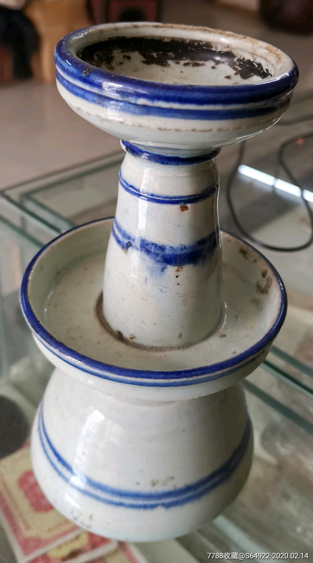 品相一流清代青花瓷油灯盏