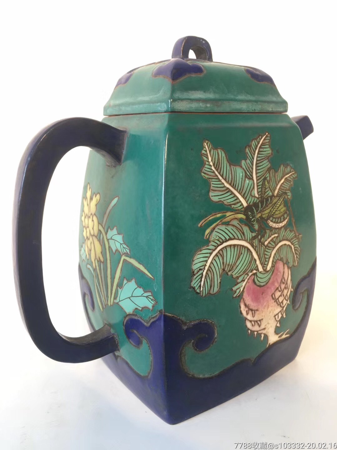 精品五彩紫砂壶一把画工精细