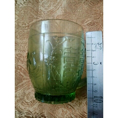 罕见绿色鸳鸯喜字图案琉璃杯一个(se71130574)_7788收藏__收藏热线