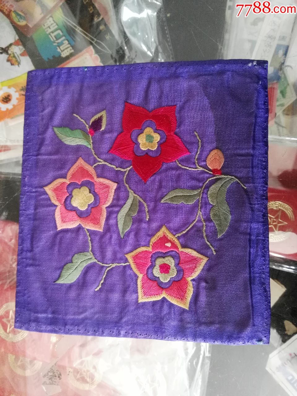 民国老刺绣枕顶一片