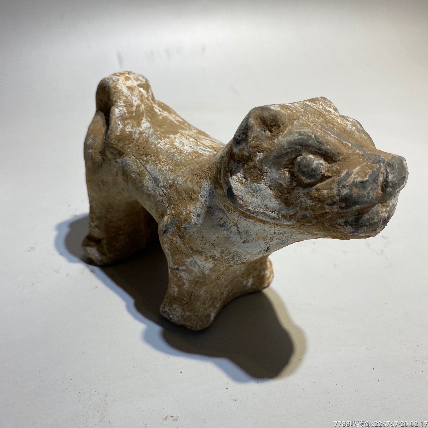 古玩陶器古董收藏汉代带彩陶狗