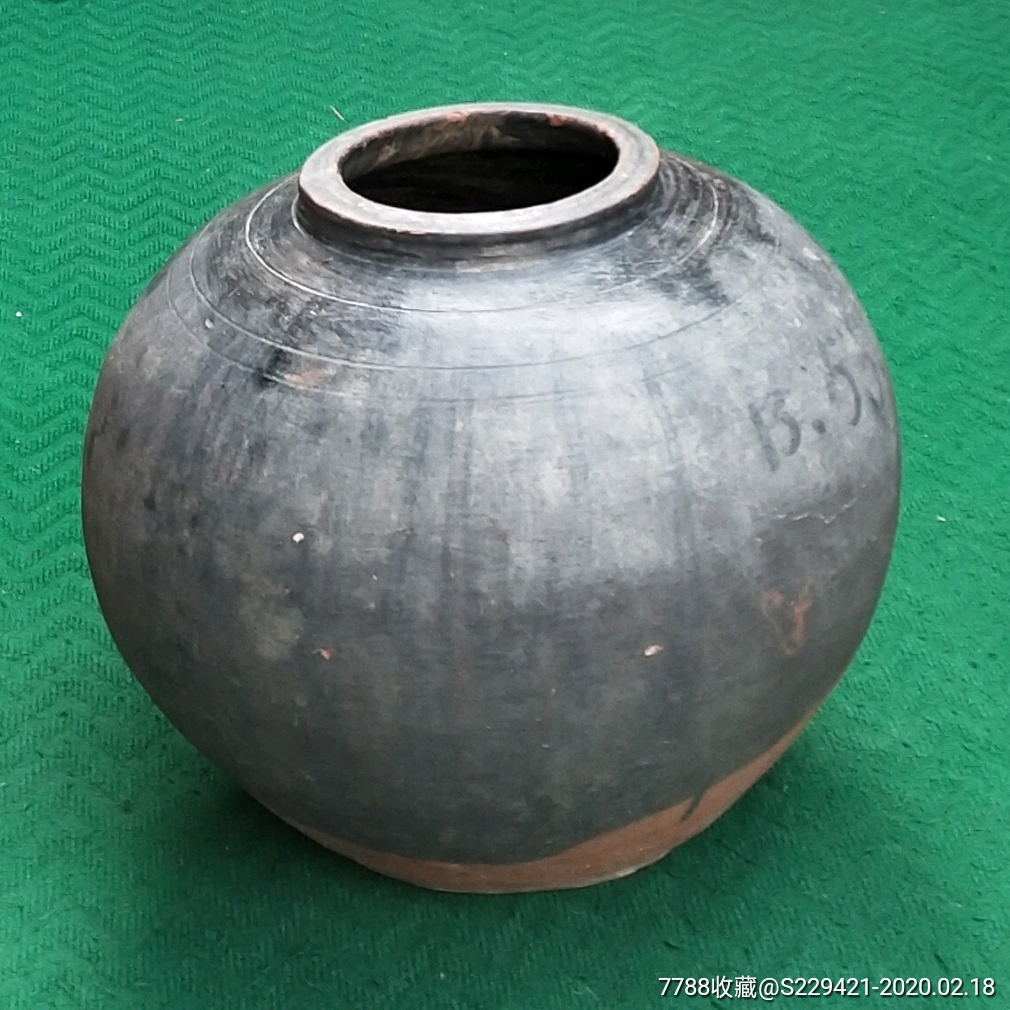 素面黑釉黄陶酒坛子清代老窑陶器西瓜罐子摆件收藏品