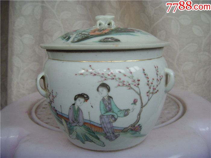 民国粉彩名家【鈡铭山】仕女罐，一口价-价格:730元-se71151076-彩绘瓷/彩瓷-零售-7788收藏__收藏热线