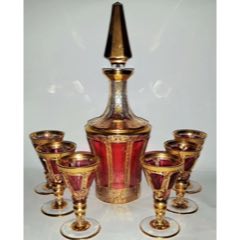 水晶杯中的贵族Moser,超美一套，酒瓶高29厘米，杯子高5.5厘米，纯人工吹(se71159657)_7788收藏__收藏热线