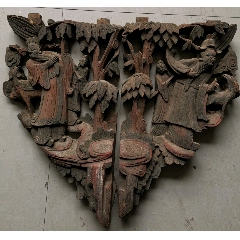 清代框彩人物故事木雕角花一对[强](se71164380)_7788收藏__收藏热线