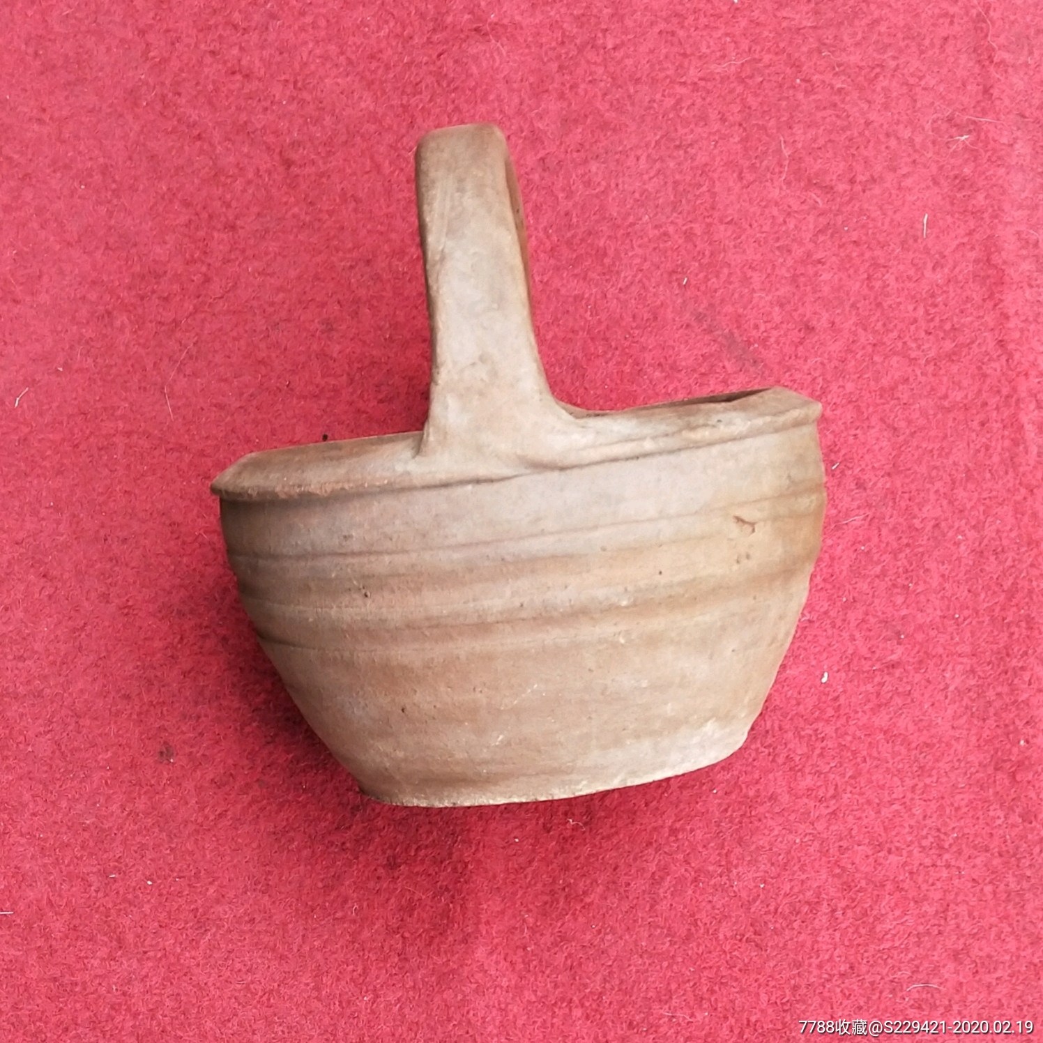 手工陶纹素面黄铜火炉民国老窑陶器手提木炭取暖锅