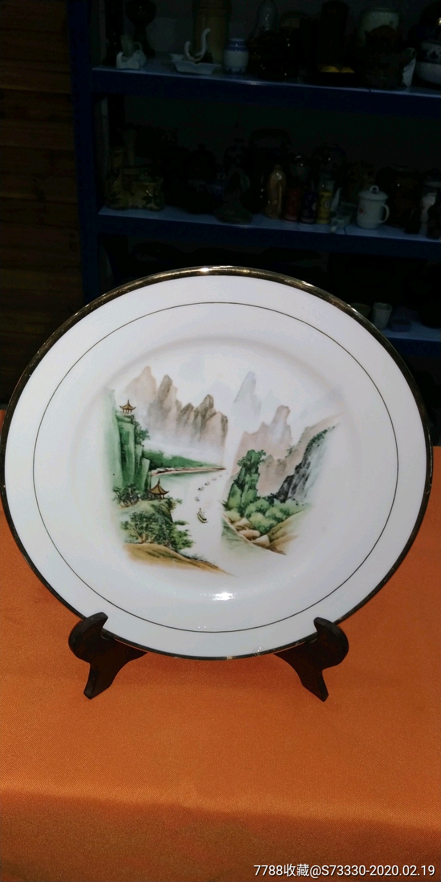 80年代,景德镇山水人物陈设瓷盘