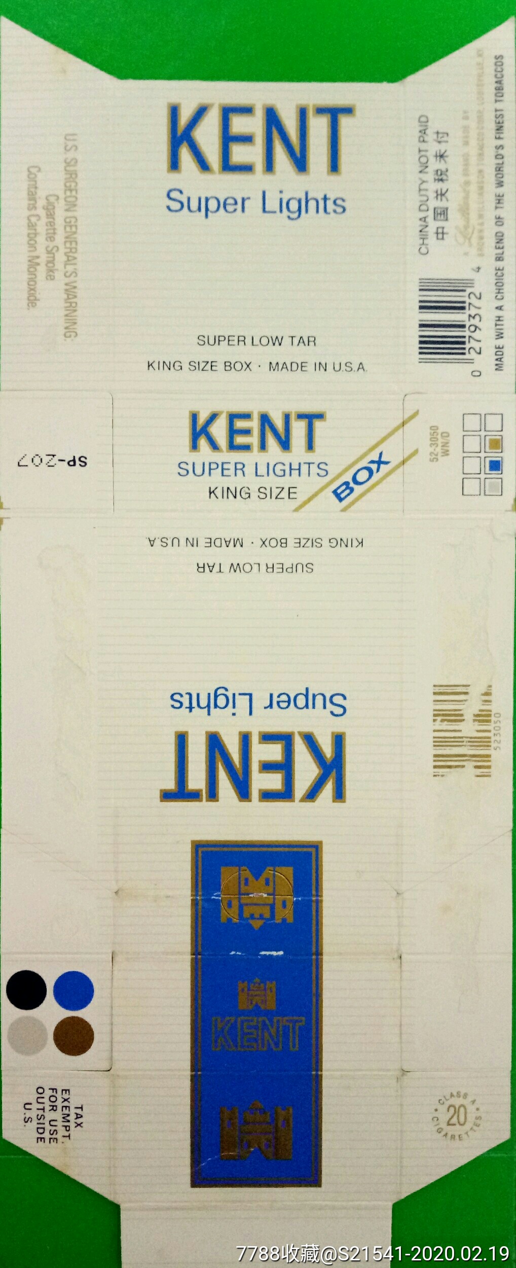 kent(建牌:02793724(中国关税未付—旧卡—美国生产