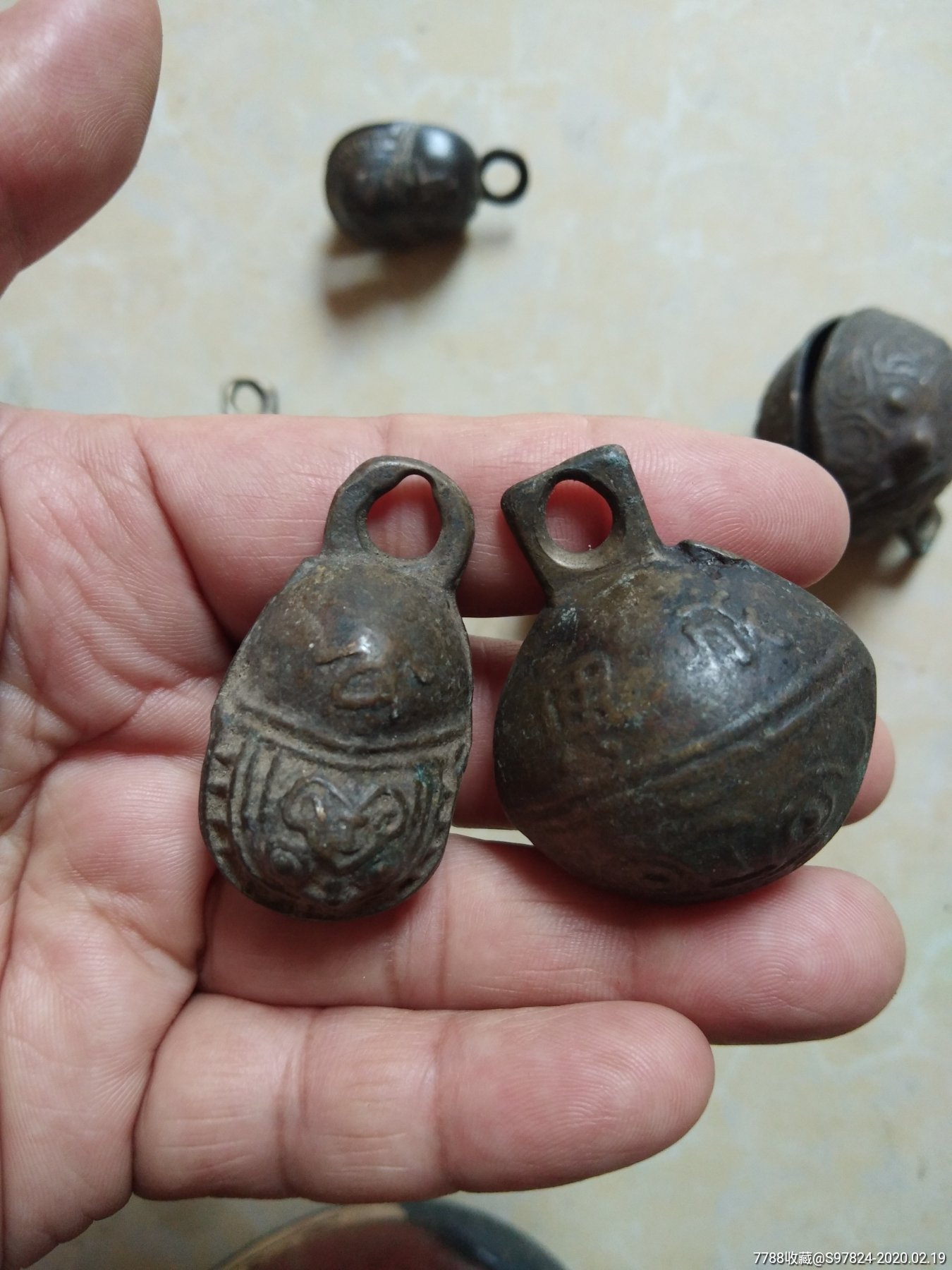 清代老铜器铜铃铛铜杂件带铭文