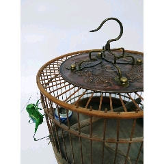 清末青花鸟食罐+民国红铜顶+黄铜钩老鸟笼清末鸟食罐一对(se71178846)_7788收藏__收藏热线