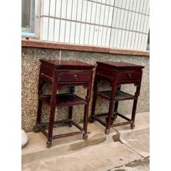 清代榆木花几一对，完整牢固，规格46*39*85。(se71189601)_7788收藏__收藏热线