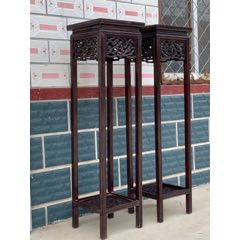 民国时期花梨木四面雕刻喜鹊登梅花几一对。雕刻精细.栩栩如生.包浆浑厚.品相一流。(se71193137)_7788收藏__收藏热线