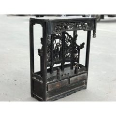 清代楠木佛龛。雕刻福禄寿三仙，雕刻精细栩栩如生，品相如图包老完整无松动。(se71200904)_7788收藏__收藏热线