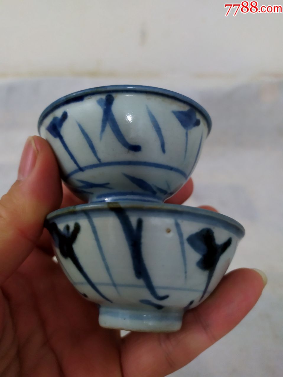 5498全品晚清青花茶盏2个_青花瓷_收藏价格_鉴定交易_7788瓷器网