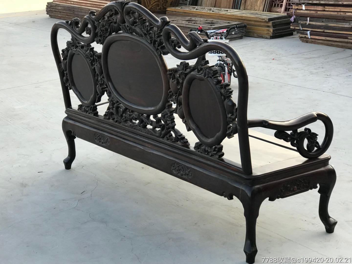 民国老红木大红酸枝交趾黄檀沙发镂空雕刻栩栩如生用料考究