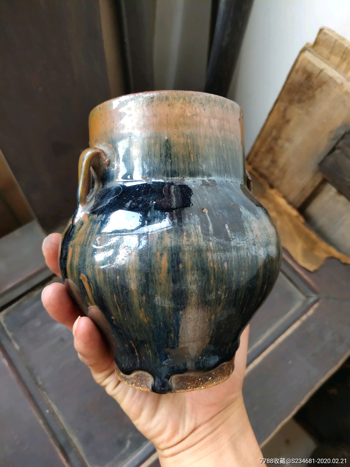 元窑变黑釉罐