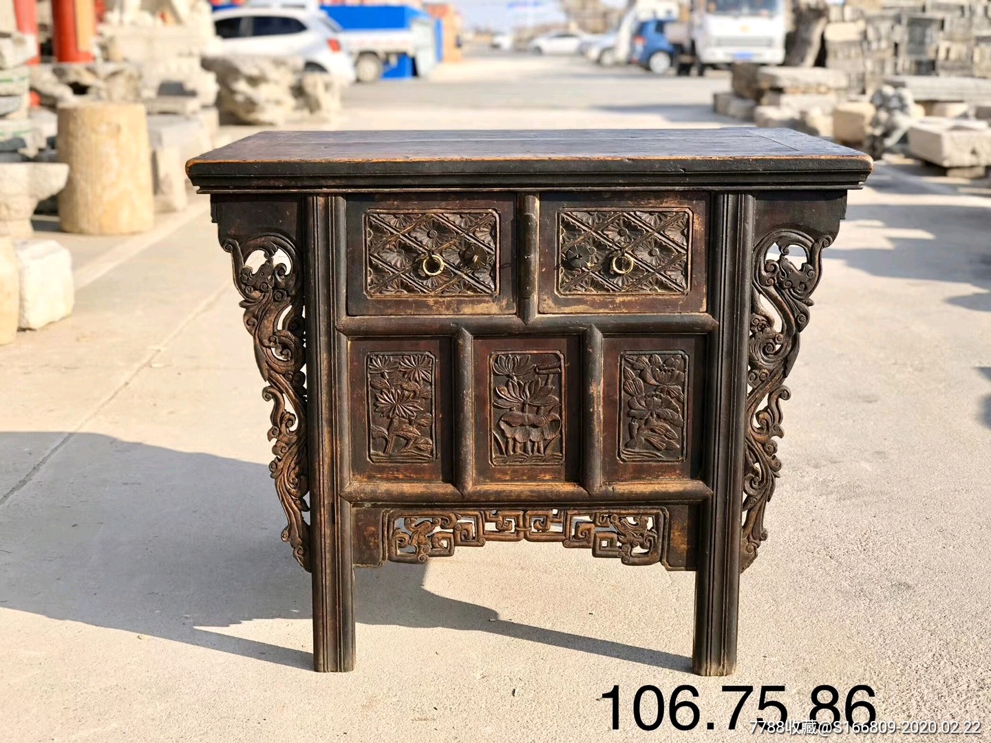 清代榆木精雕满工供桌香桌二闷桌蝴蝶柜_木桌/几/案_茹艺古典民俗老物