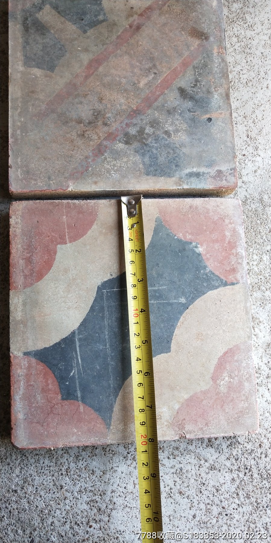 民国时期彩色地砖二块包老