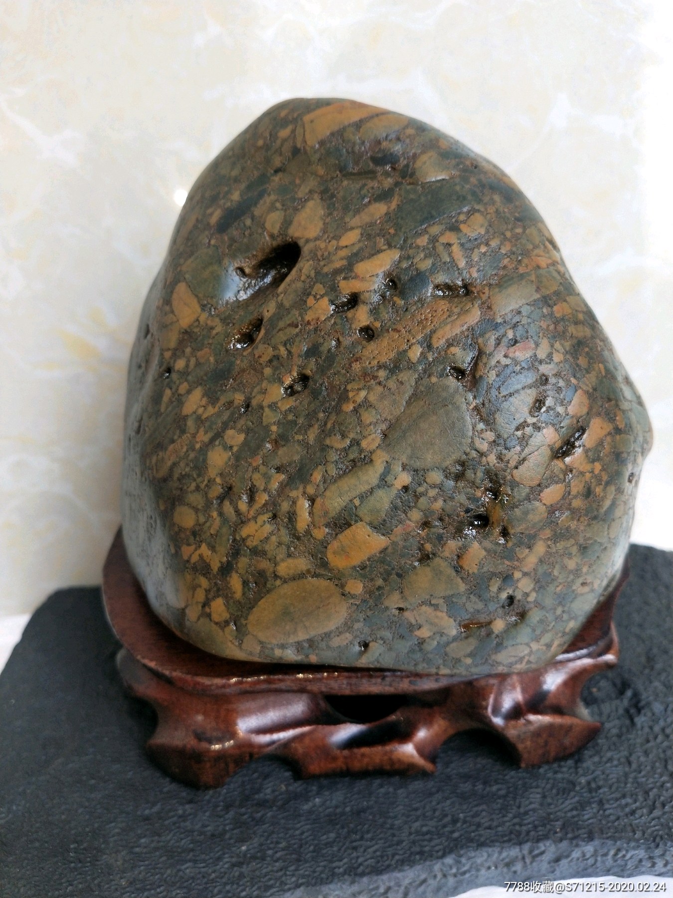 天然水冲原石奇石观赏石文房案头石赣江凝结石多子多福