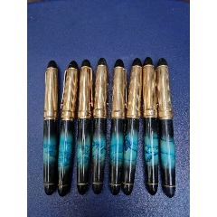 蓝黑色铜管粗杆钢笔8只～英文笔尖全新没有用过(se71267154)_7788收藏
