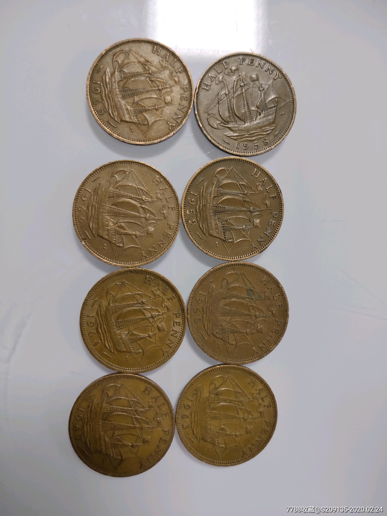 外国硬币英国半便士8个不同年满五十元包邮