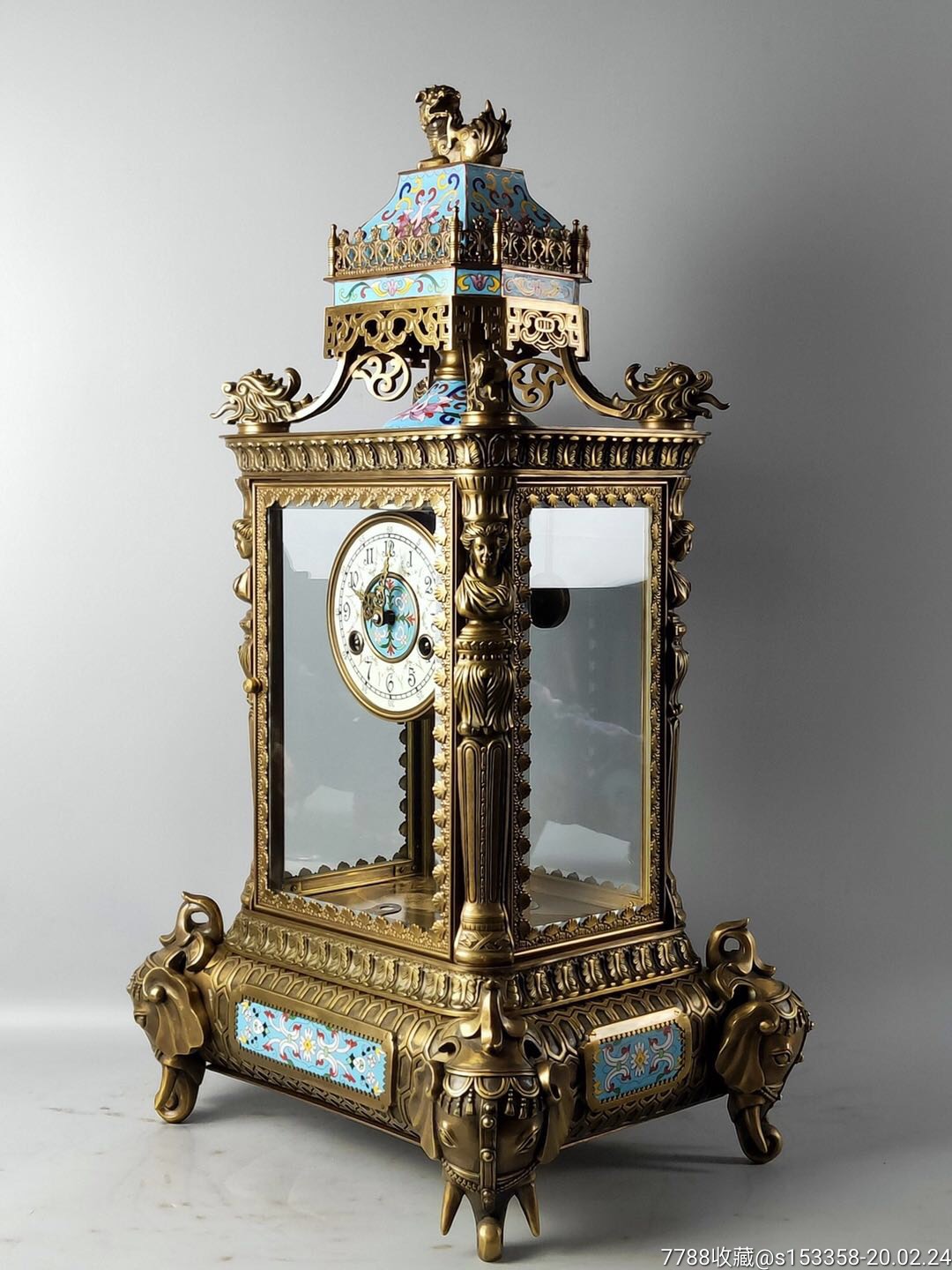 1882年欧洲回流西洋景泰蓝古董钟表