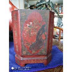 竹漆绘画八角笔筒(高20cm，直径15cm(se71278633)_7788收藏__收藏热线