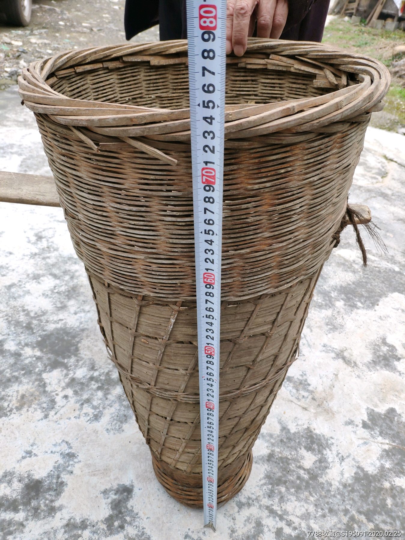 六十年代老竹编挑篓竹篓箩筐