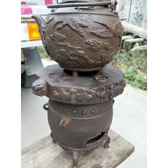 清代铸铁制温酒炉，茶壶，烧水壶代壶一套(se71281417)_7788收藏__收藏热线
