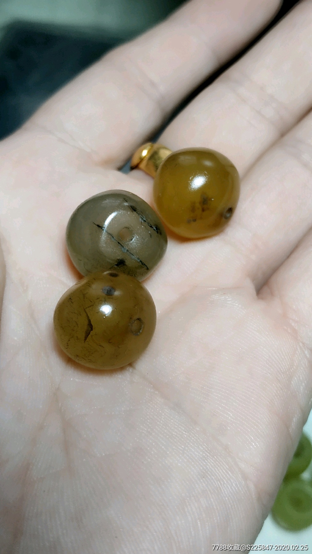 爷爷古玩店不干了特价老玛瑙珠子三个总价直径15毫米左右,玛瑙,民国