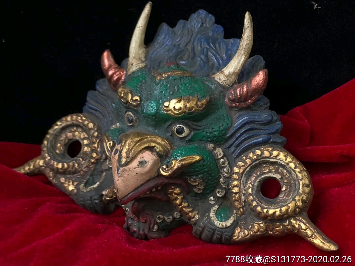 藏传佛教卍挂件金翅大鹏鸟挂件品相如图,实物拍照铜材质手工雕刻