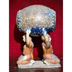 唐三彩：双俑抬鼓(se71296018)_7788收藏__收藏热线