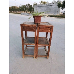 清未，血榉木，双层茶几，或花几一对，带抽屉，尺寸品相见图，面板清湘，老皮壳老包浆(se71300001)_7788收藏__收藏热线