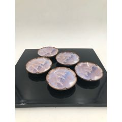 日本回流萩烧陶华山松尾藻风五客碟(se71318655)_7788收藏__收藏热线