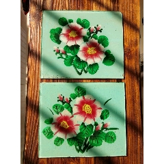 解放初期五十年代手绘玻璃画瓷板画一对全品(se71318615)_7788收藏__收藏热线