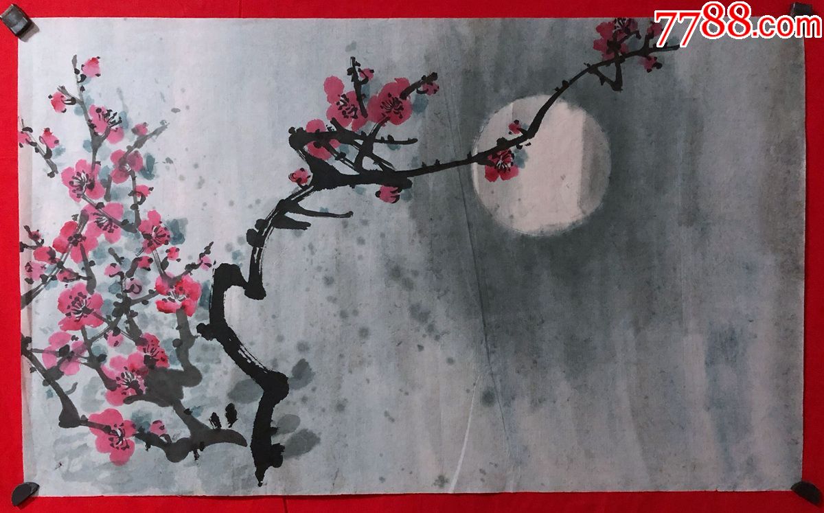 书画原作4445,无款花鸟画,梅花-花鸟国画原作-7788收藏__收藏热线