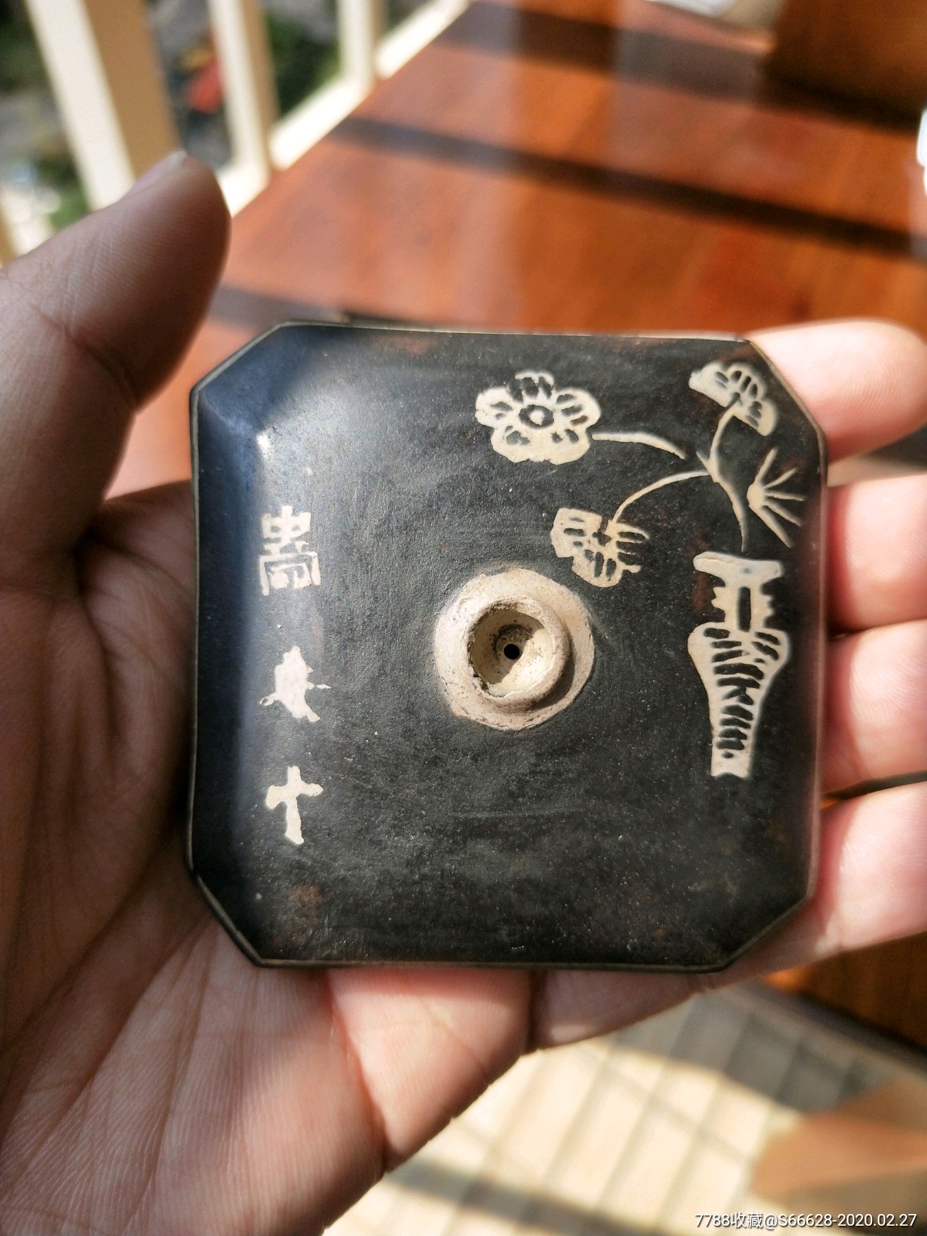 清代建水陶大烟斗子黑陶嵌白陶工艺好细磨非常漂亮白陶如图包老保真