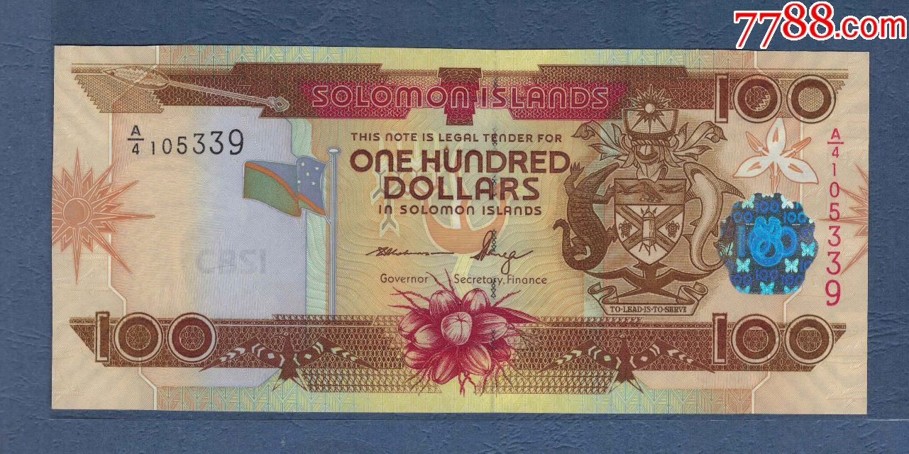 所罗门群岛~2006年(2008年/2011年)100元/签名如图/unc