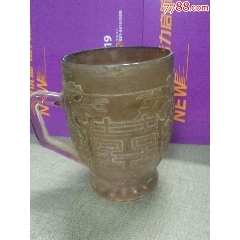 民清高浮雕双喜花老琉璃把手杯(se71339562)_7788收藏__收藏热线